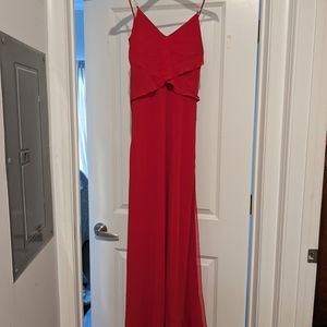 Gorgeous Jovani maxi dress gown chiffon red size 4 w rhinestone detail s…